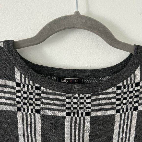 Lety & Me Women's Geometric Boat Neck Gray Pullover Sweater XS New - Picture 3 of 7